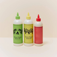 350ml, 500ml, 750ml Bouteilles à presser de qualité alimentaire PET HDPE Distributeur en plastique Sauce Bouteille d'huile d'olive avec bouchons à bec torsadé