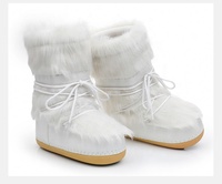 Bottes d'Hiver Blanches pour Femme avec Motif Lune Spatiale Amovible, Doublure Polaire Tendance, Imperméables, Chaudes, Style Western à Plateforme