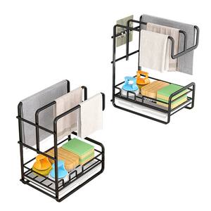 Support de rangement mural en métal pour comptoir de cuisine, sans perçage, organisateur de bureau tout-en-un, égouttoir à torchons - Product Image 4