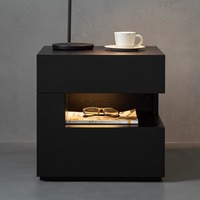 Table de chevet moderne en bois noir en forme de C, type simple, table de nuit pour chambre à coucher, hôtel, appartement, créative pour meubles de chambre à coucher