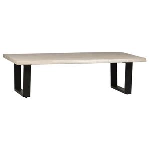 Mesa de Centro Moderna de Madera Maciza, Forma Rectangular, Mesa Auxiliar de Madera con Base de Hierro Negro - Product Image 2