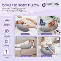 Oreiller de grossesse ergonomique en U en tissu rafraîchissant, respirant, avec housse amovible, pour un soutien complet du dos