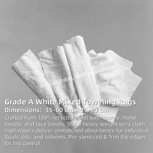 Trapos de Toalla Blancos, Trapos Industriales para Limpiar, Trapos de Toalla Reciclados, Trapos Blancos de Alta Absorción de Agua - Product Image 2