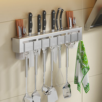 Support mural moderne et minimaliste en acier inoxydable noir pour couteaux de chef, rangement de cuisine, ensemble suspendu pour baguettes