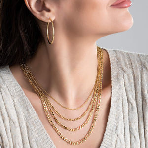 Collier chaîne Figaro en acier inoxydable plaqué or véritable 14K 18K 24K, maillons cubains fins et épais, 3mm 5mm 7mm, pour homme et femme - Product Image 2