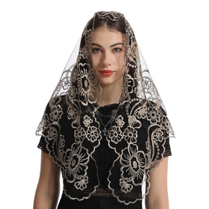 Copricapo da Donna, <span class=keywords><strong>Velo</strong></span> Cattolico Ricamato in Pizzo, <span class=keywords><strong>Mantilla</strong></span> per Chiesa - Product Image 6