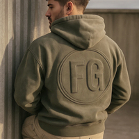 Sudadera con Capucha Extra Grande de Estilo Urbano Vintage para Hombre, Tejido Lavado, Logotipo en Relieve 3D, Personalizada, OEM