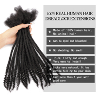 Dreadlocks Locs avec pointes bouclées, 100% cheveux naturels, tresses au crochet, extensions faites à la main, cheveux humains