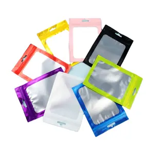 Multicolor Een Side Clear Aluminiumfolie Verpakking Mylar Hersluitbare Ziplock Vlakke Zakken Voor Beauty Producten
