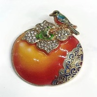 Bros Bunga Burung Porselen Biru dan Putih Kristal Berlian Imitasi Enamel Paduan Logam Pin Kerah Aksesori Perhiasan Wanita Oriental