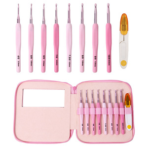 Juego de <span class=keywords><strong>8</strong></span> Agujas de Ganchillo de Metal Rosa Degradado, Mango Suave y Cómodo, Herramientas para Tejer Suéteres y Manualidades con Hilo - Product Image 5