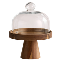Plateau de présentation personnalisé en bois d'acacia pour desserts, plateau à charcuterie, support sur piédestal pour aliments