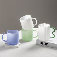 Mug élégant et tendance, design unique, tasse à eau créative en verre de couleur bleu et blanc jade, mug à café