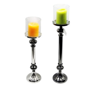 Portavelas moderno negro niquelado candelita forma cónica única hogar restaurante decoración Navidad Pilar velas aluminio - Product Image 2