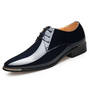 White Blue Black Plus Big Size 48 Slip On Business Formal Flat Dress Shiny Shoe Men Leather Shoes 2022