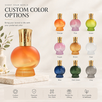Lampe aromatique catalytique en verre dégradé mat 240 ml, diffuseur de parfum d'intérieur, mèche, capuchon métallique doré, couverture 80 m², logo personnalisé