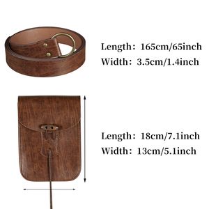 Pochette en similicuir marron d'inspiration vintage avec fermeture à cordon en bois pour une esthétique médiévale et de la Renaissance - Product Image 2