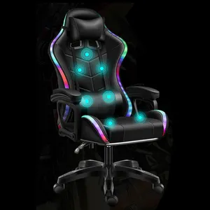 공장 가격 블루 Led 빛 빛나는 마사지 135 도 안락 전자 스포츠 Silla 게이머 기계 게임 의자