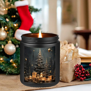 Vela Aromática Personalizada de Soja Natural Ecológica en Vaso, de Larga Duración, Negra, Adorno Navideño, Regalo Festivo de Invierno - Product Image 2