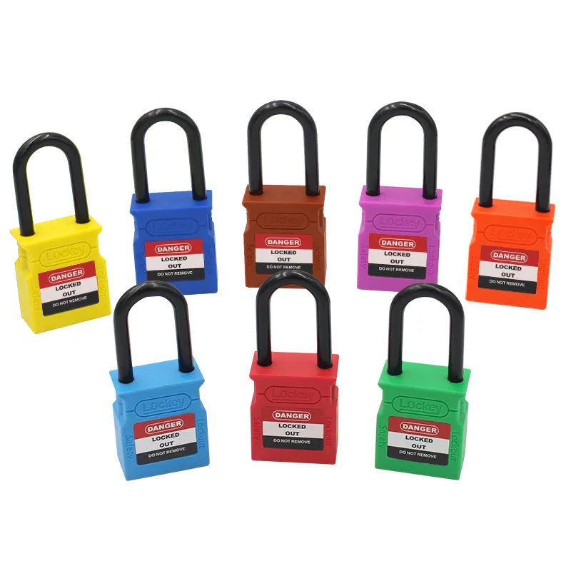 Factory 38mm Plastic Nylon Insulation Shackle Color Keyed Alike Master Key Safety ABS Plastic Padlock