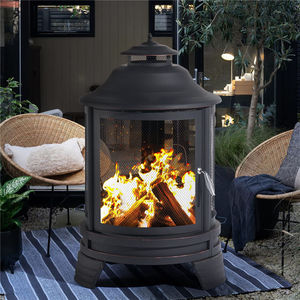 Ur-Health Pozo de fuego portátil <span class=keywords><strong>para</strong></span> exteriores con parrilla de cocina extraíble <span class=keywords><strong>Chimenea</strong></span> de pagoda de madera redonda <span class=keywords><strong>para</strong></span> acampar y usar en el jardín - Product Image 2