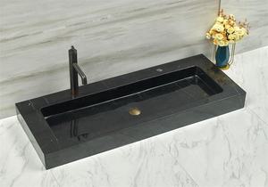 Lavabo Doppio in Marmo Moderno per Hotel, Rettangolare, Lucidato a Specchio, con Doppio Scarico e Doppia Vasca - Product Image 2