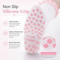 Kaos Kaki Pilates Custom Grip OEM Private Label Anti Selip Sol Silikon Manset Ruffle untuk Yoga Barre Studio