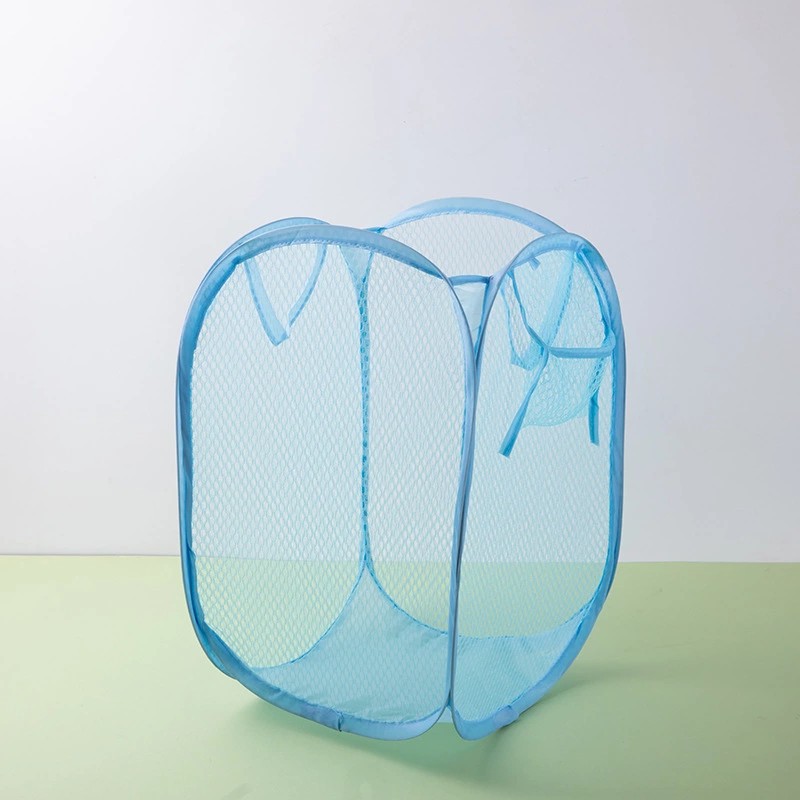 Foldable nylon mesh pop-up organization storage household candy color Home family storage Toy container Laundry basket bag