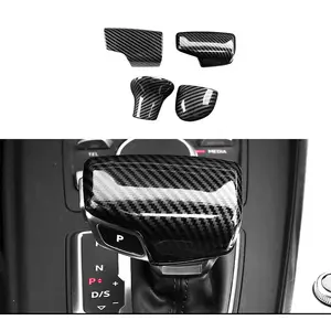 carbon fiber car gear shift knob cover for audi a4 b8 b9 a5 a6 c7 c8 a7 q3 q5 q7 gearbox collar protection para auto accessories