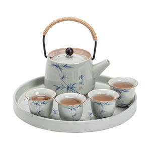 Hand Painted Bamboo Porcelain <b>Tea</b> <b>Set</b> With Lid Small Kung Fu <b>Tea</b> <b>Pot</b> And Cups For Home Use Gift Packaging - Product Image 5