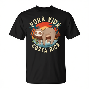 Camiseta de manga corta Pura Vida Sloth para adulto, unisex, cuello redondo, estampado digital - Product Image 2