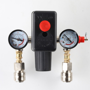 Ensemble de vanne de régulation de pression pour compresseur d'air, capuchon noir, connecteur push-pull robuste avec manomètres et raccord rapide - Product Image 3