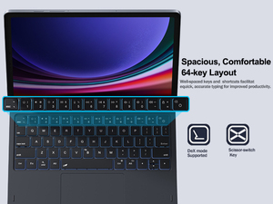 คีย์บอร์ดไร้สาย LAUDTEC Backlit Trackpad Magic Keyboard สำหรับ Galaxy Tab S11/S10 Lite/S10 FE/S9/S9 FE พร้อมเคสอัจฉริยะ - Product Image 5