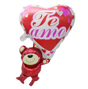 TF Valentines Day Love Balloons Dos Osos Corazn Globos En Forma De Corazn 23 D A De Los Muertos Ballons Party Decorations