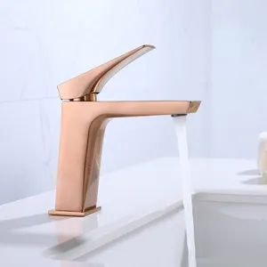 Rubinetto miscelatore quadrato moderno in ottone monoforo per lavabo da bagno