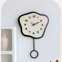 Jam Dinding MDF Scenic Quartz Needle Display untuk Ruang Tamu Kamar Tidur - Gaya Antik Modern Bertenaga Baterai