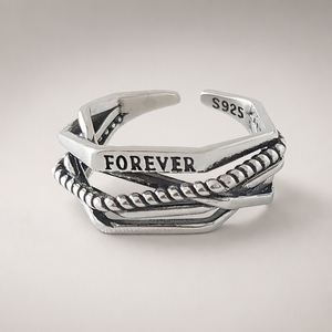 S925 anello in argento sterling femminile INS marea dito indice semplice netto rosso personalità vento freddo anello di moda regolabile - Product Image 1