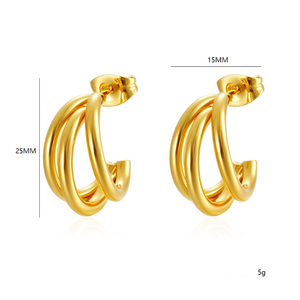 YE313 Low Price Fashion Trendy Girl <strong>Stainless</strong> <strong>Steel</strong> 18K Gold Plated C Shaped Design Women's Hoop Earrings <strong>Jewelry</strong> for Women Gift - Product Image 5