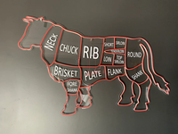 Enseigne néon LED personnalisée en forme de vache, décorative et positive, pour restaurant, fête, salon, boucher, anatomie de la vache, signalétique lumineuse, logo mural, décoration intérieure