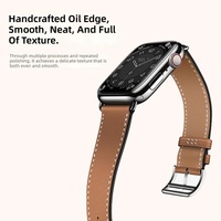 Bracelet de montre en cuir grainé Nappa pour Apple Watch Series, avec bord peint, boucle ardillon et surpiqûres contrastées, vente en gros