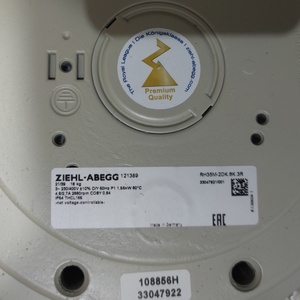 Ventilateur centrifuge de refroidissement pour centre de données HVAC ZIEHL-ABEGG RH35M-2DK.6K.3R 121389 350mm 230/400V 1.55KW 2880RPM 4.8/2.7A AHU - Product Image 4