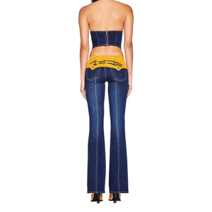 Iamgia Commercio Transfrontaliero Europeo-Americano: Pantaloni in Denim Y2K <span class=keywords><strong>a</strong></span> <span class=keywords><strong>Vita</strong></span> <span class=keywords><strong>Bassa</strong></span> con Ricami per Donna, Asciugatura Rapida - Product Image 1