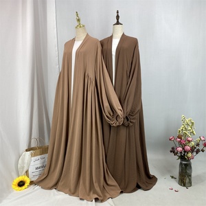 Abaya de Verano de Color Sólido, Modesta, con Cintura Ajustable, Mangas Elásticas Extra Grandes y Bolsillos Laterales para Mujeres Islámicas 1969 # - Product Image 6
