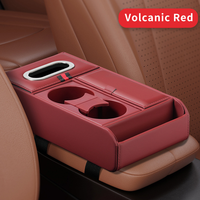 Organisateur de console centrale multifonctionnel universel en cuir pour véhicule, avec porte-gobelet rotatif et boîte de rangement