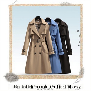 Gabardina de Alta Calidad para Mujer, Tejida en Poliéster, Estilo Casual, Doble Botonadura, Detalle de Botones, Largo Medio, Versión Coreana 2025, Nueva - Product Image 3