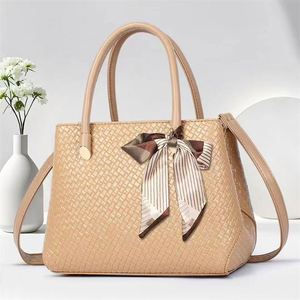 Simple Plain Color PU Crossbody Bag Lady's Purse Durable Leather Handbags With Scarf - Product Image 1