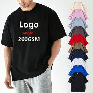 เสื้อยืดผู้ชายคุณภาพสูง ผ้าฝ้าย 100% หนา 260GSM พิมพ์ลายโลโก้ตามสั่ง - Product Image 1