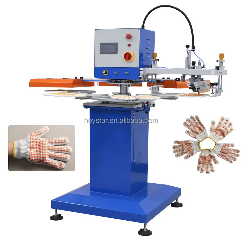 Semi-Automatic Rotary Silk Screen Printer For Print Anti-Slip/Dotting Gloves