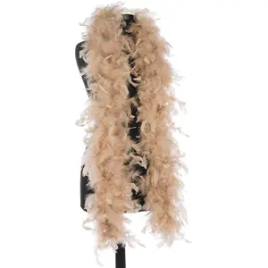 OEM新设计的廉价骆驼火鸡Chandelle羽毛Boas装饰