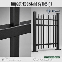 Panneau de clôture en acier à pointe de lance, style fer forgé, noir thermolaqué, métal galvanisé, clôture décorative pour villa et jardin